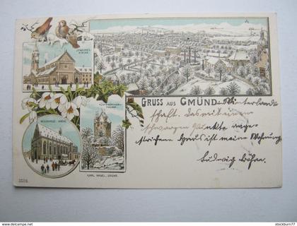 SCHWÄBISCH GMÜND , Winterlitho , Schöne Karte 1899