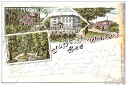 Flörsheim / Bad Weilbach, Farb-Litho, 1898