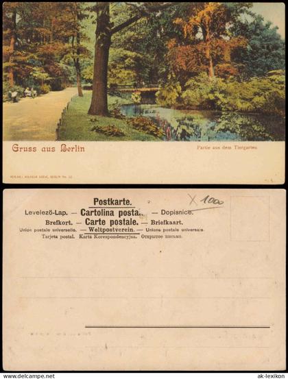 Ansichtskarte Tiergarten-Berlin Partie aus dem Tiergarten, Brücke 1912