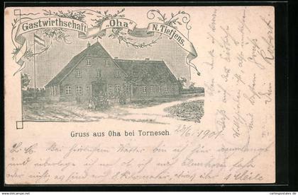 Lithographie Tornesch-Oha, Gasthaus Oha