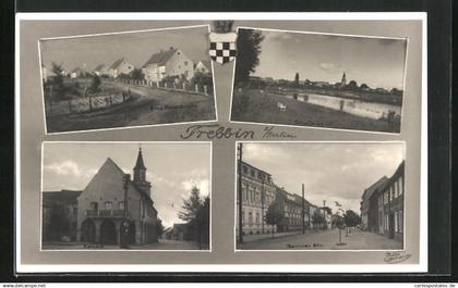 AK Trebbin, Berliner Strasse, Siedg. Freie Scholle, Rathaus