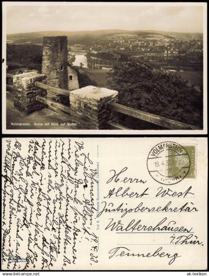 Volmarstein-Wetter (Ruhr) Ruine mit Blick auf Wetter - Industrieanlagen 1933