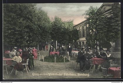 AK Hamburg-Winterhude, Terrasse des Gasthauses Fährhaus