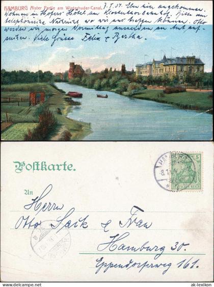 Winterhude (Mühlenkamp)-Hamburg Alster Partie am Winterhuder Kanal 1904