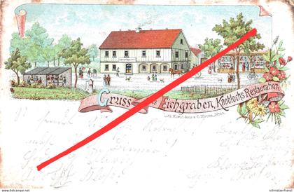 Litho AK Eichgraben Knobloch s Restaurant Zittau Hartau Olbersdorf Oybin Lückendorf Bertsdorf Hörnitz Jonsdorf Bahnpost