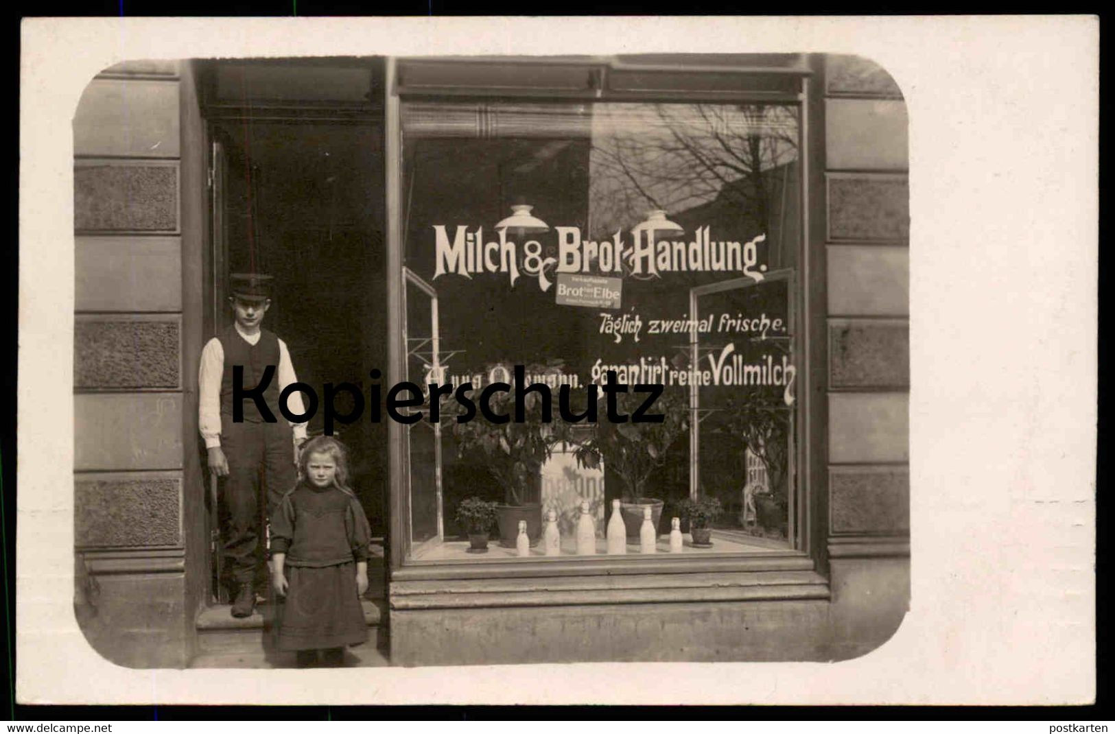 ALTE FOTO POSTKARTE MILCH & BROT HANDLUNG ANNA ODEMANN LÖWENSTRASSE 24 HOHELUFT BROT-FABRIK-ELBE ALTONA  HAMBURG Photo