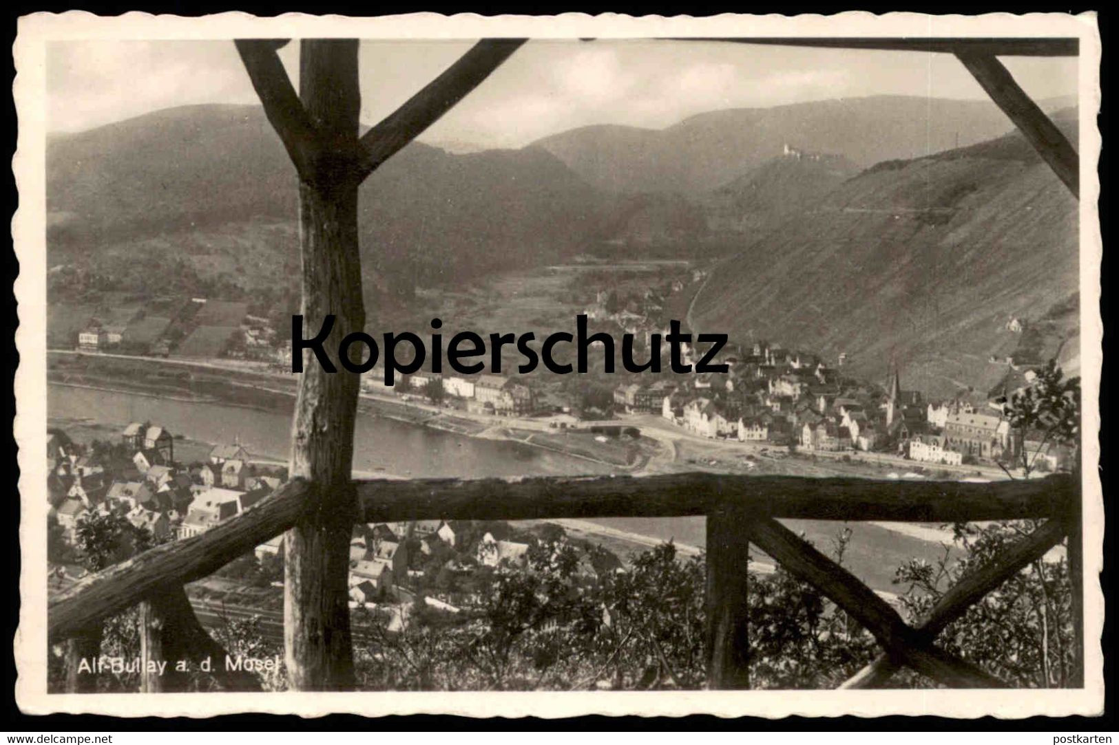 ALTE POSTKARTE ALF-BULLAY AN DER MOSEL AUSSICHTSPUNKT HOLZZAUN Moseltal Gesamtansicht moselle postcard AK Ansichtskarte