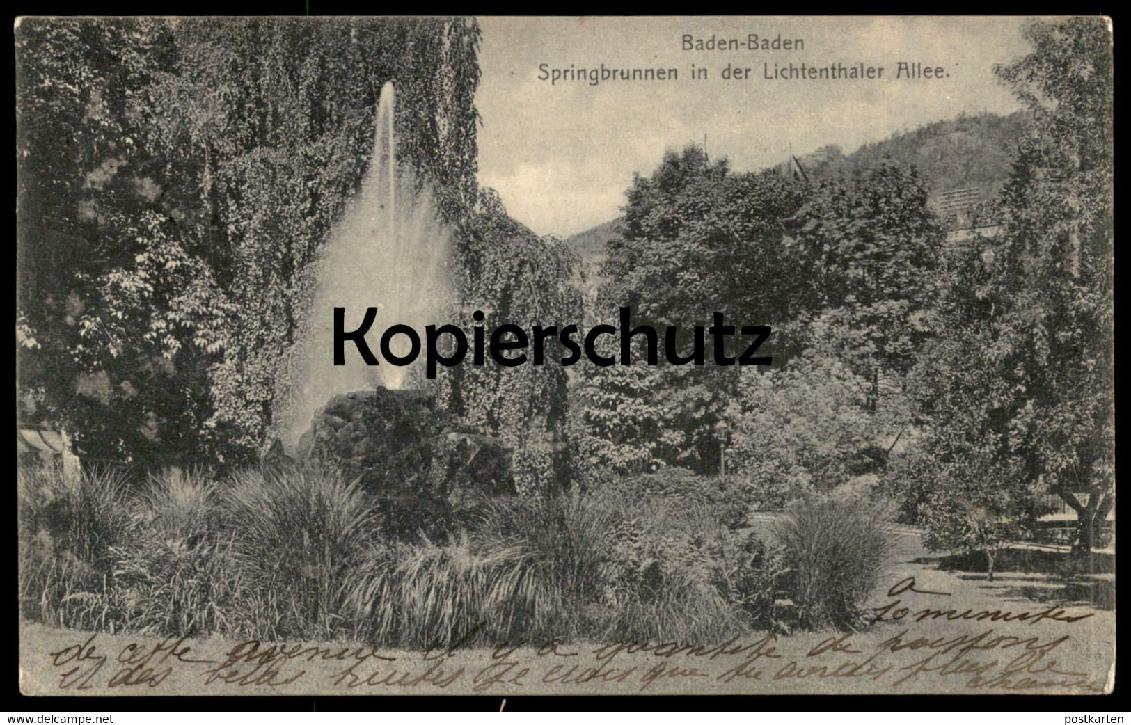 ALTE POSTKARTE BADEN-BADEN 1908 SPRINGBRUNNEN IN DER LICHTENTHALER ALLEE fountain fontaine cpa AK Ansichtskarte postcard