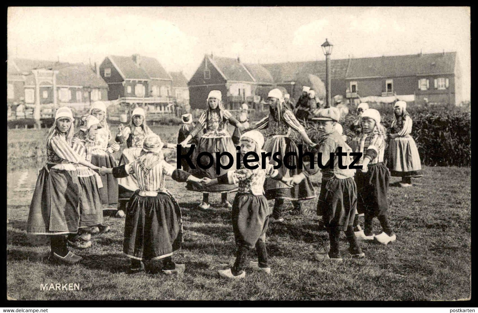 ALTE POSTKARTE MARKEN TANZ RINGELREIGEN RINGELREIHEN KINDER TRACHT traditional costume folclorique Nederland Zuiderzee