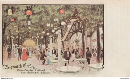 Bismarck Garden Buffet Evanston Ave Halstead Chicago USA Old Postcard