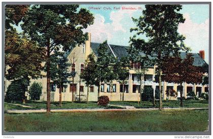 1491 - not run TOP - without postage - old postcard - Litho - Fort Sheridan Officers Club