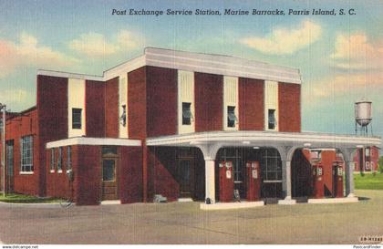 SC Parris Island South Carolina Post Exchange Service Station Mint USA Linen Postcard