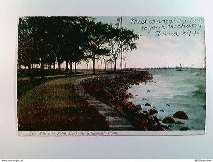 Bridgeport Conn., Sea Wall and Point Lookout, USA, AK, gelaufen 1908