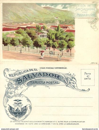 el salvador, SAN SALVADOR, Vista con Parque Bolivar (1902) Postcard