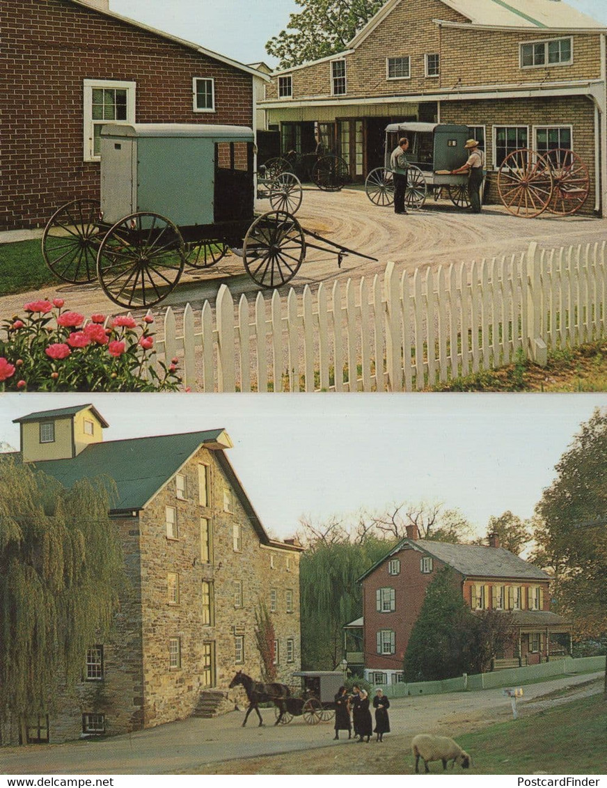 Amish Carriage Makers Shop Pennsylvania Resslers Mill 2x USA Postcard s