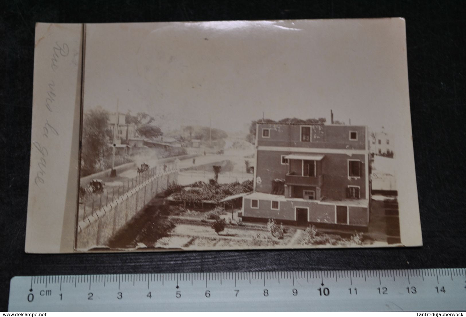 Ancienne Photo carte originale albuminée circulée Egypte Lieu? Rue vers la Gare Cachet poste 1911 MANSORA MINYA Mansura