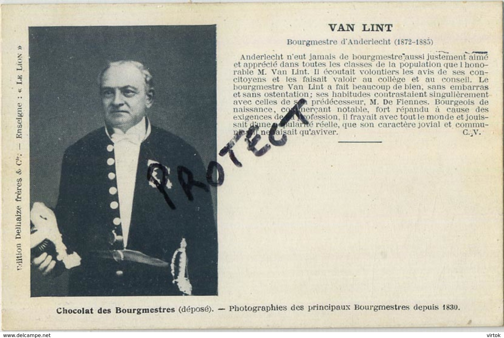 Anderlecht : Bourgmestre - Burgemeester : Van Lint   ( see scans for detail )