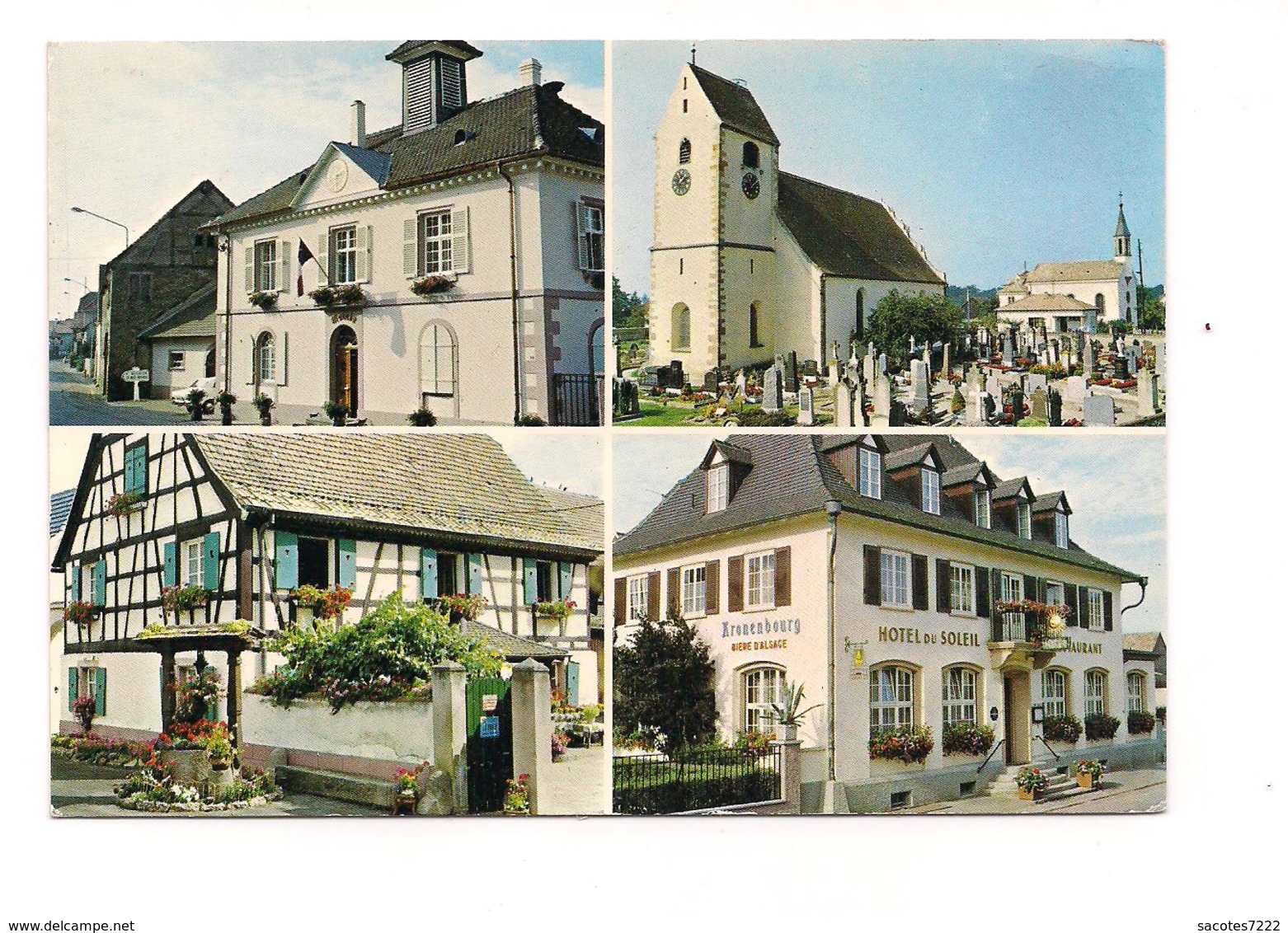 ANDOLSHEIM vers Fribourg - Mairie Eglise Maison fleurie - Hôtel du Soleil -