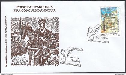 Andorre  2003 - Andorre Espagnole-  FDC. Yvert  Nº 292. Theme: Europe/Chevaux..........  (EB) DC-10005