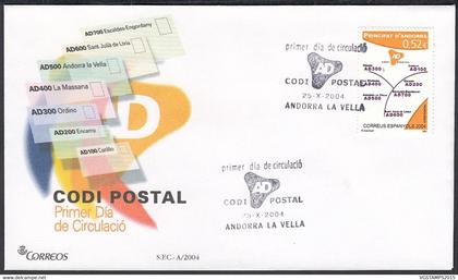 Andorre  2004 - Andorre Espagnole-  FDC. Yvert  Nº 306. Theme:: Géographie: Codes Postaux...  (EB) DC-10018