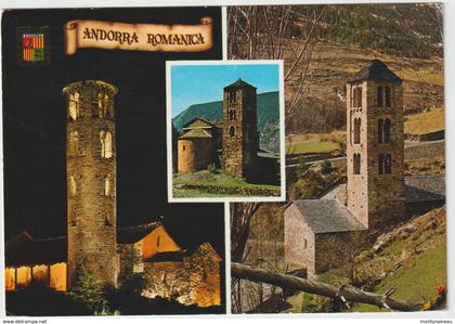 Andorre , Andorra : vue     églises ,  timbre