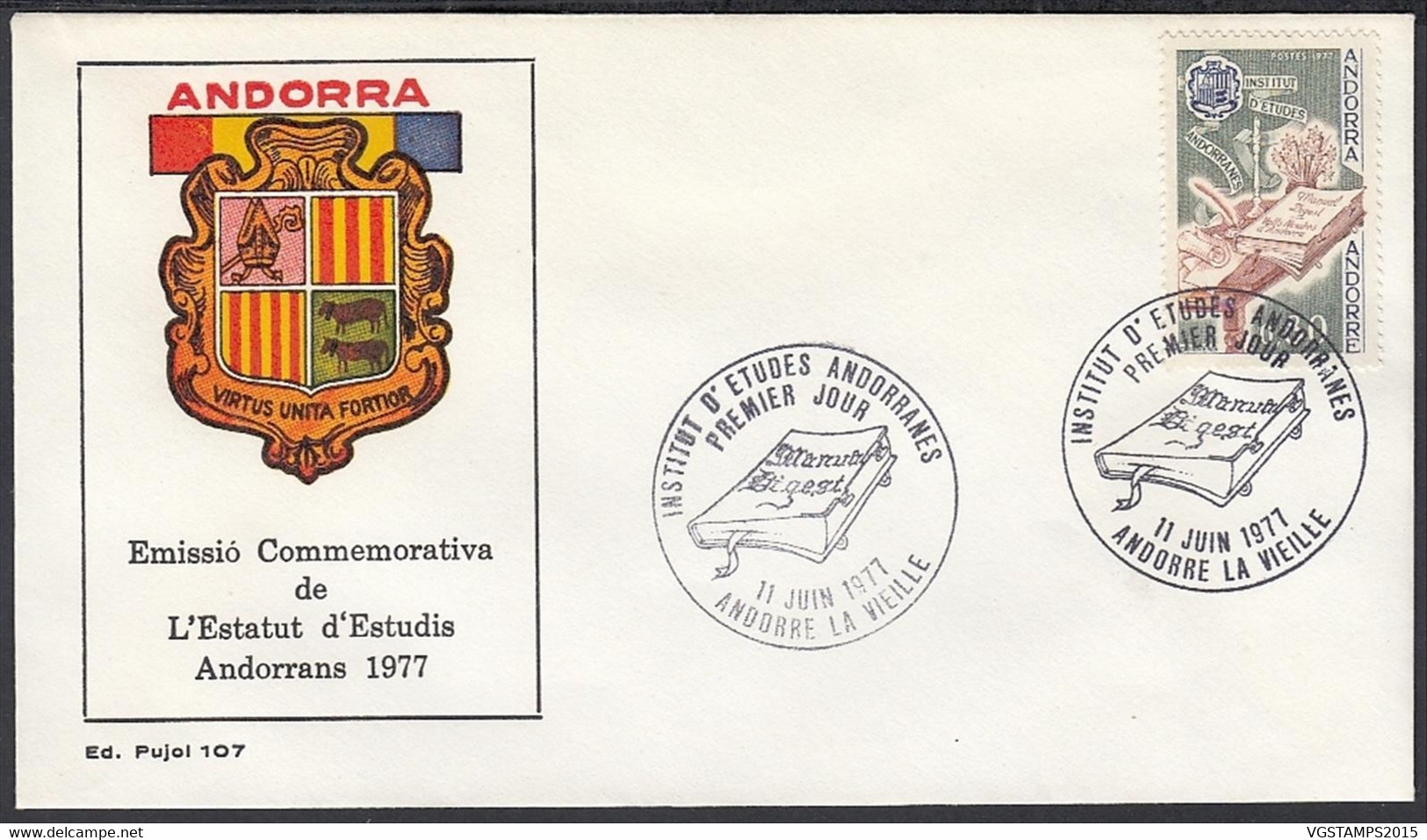 Andorre 1977-Andorre Française-  FDC. Yvert  Nº 263. Theme: Livres/Lecture......................  (EB) DC-10014