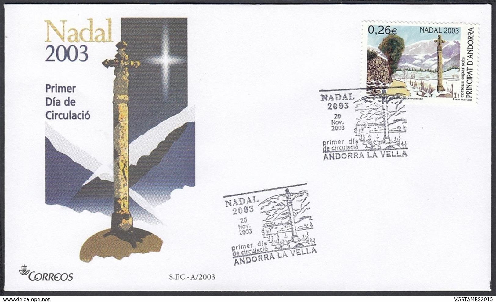 Andorre  2003 - Andorre Espagnole-  FDC. Yvert  Nº 306. Theme:  Noël..........  (EB) DC-10010