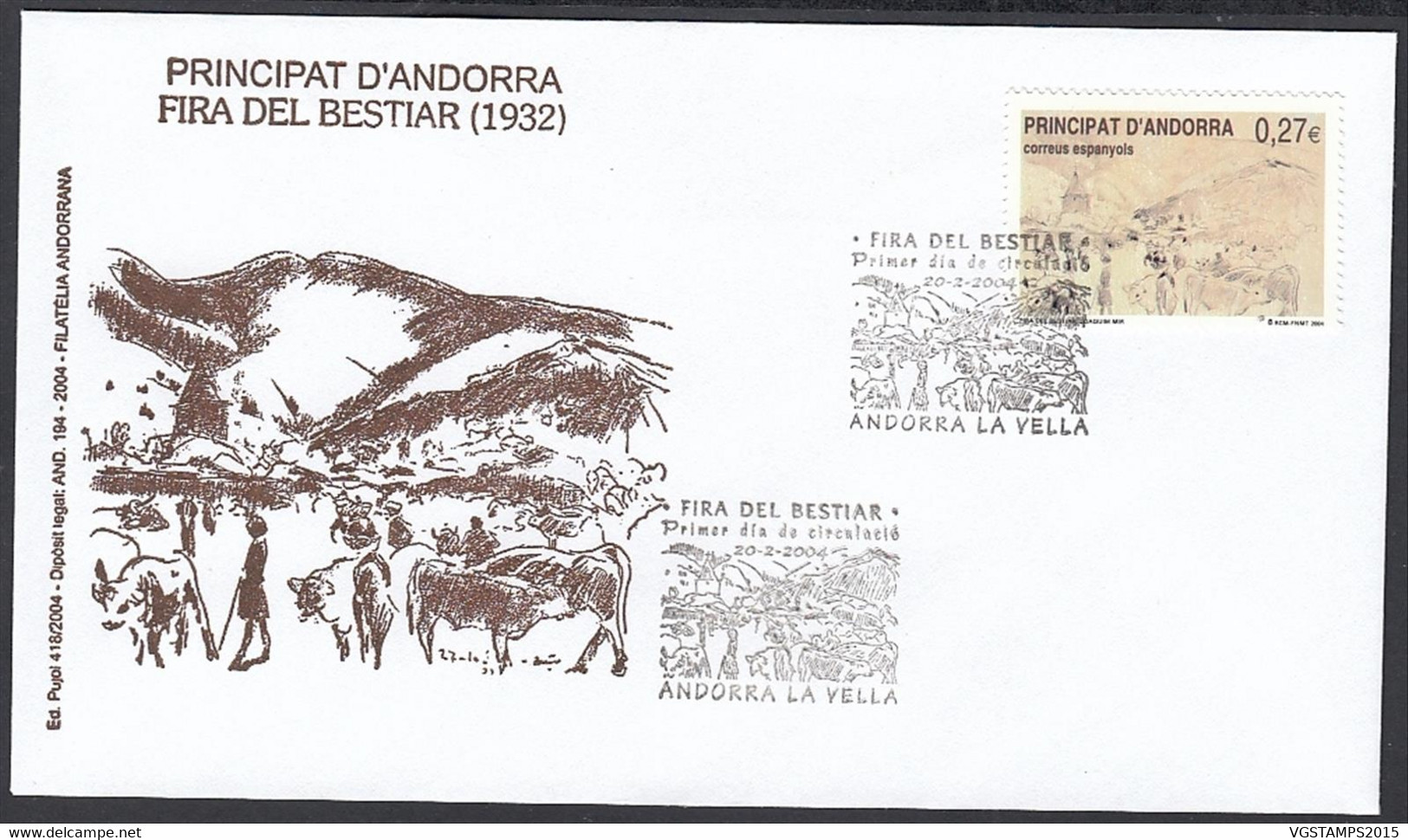 Andorre  2004 - Andorre Espagnole-  FDC. Yvert  Nº 300. Theme: Animaux..............  (EB) DC-10002