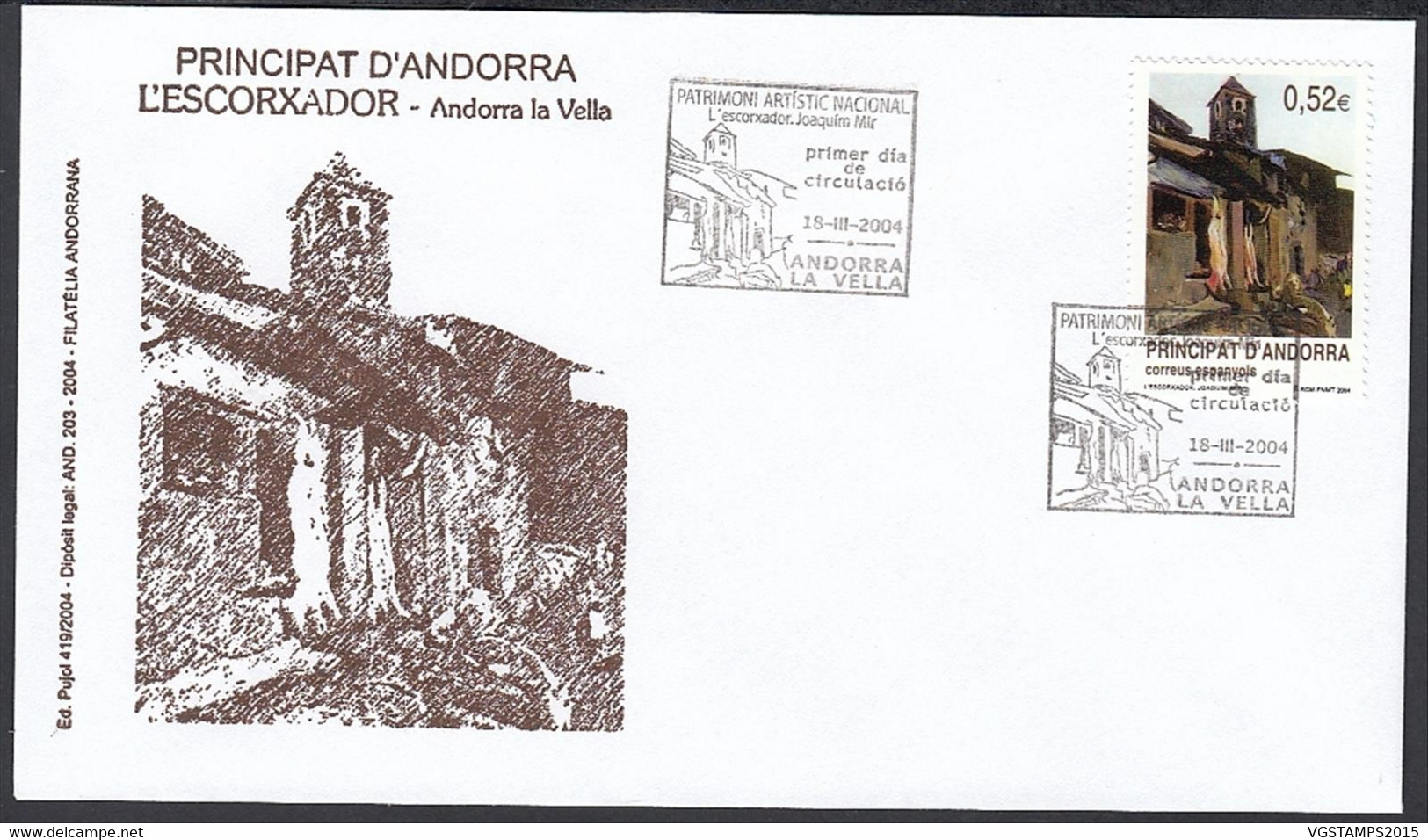 Andorre  2004 - Andorre Espagnole-  FDC. Yvert  Nº 301. Theme: Peinture..............  (EB) DC-10003