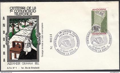 Andorre 1976 -Andorre Française-  FDC. Yvert  Nº 252. Theme: Téléphone......................  (EB) DC-10015