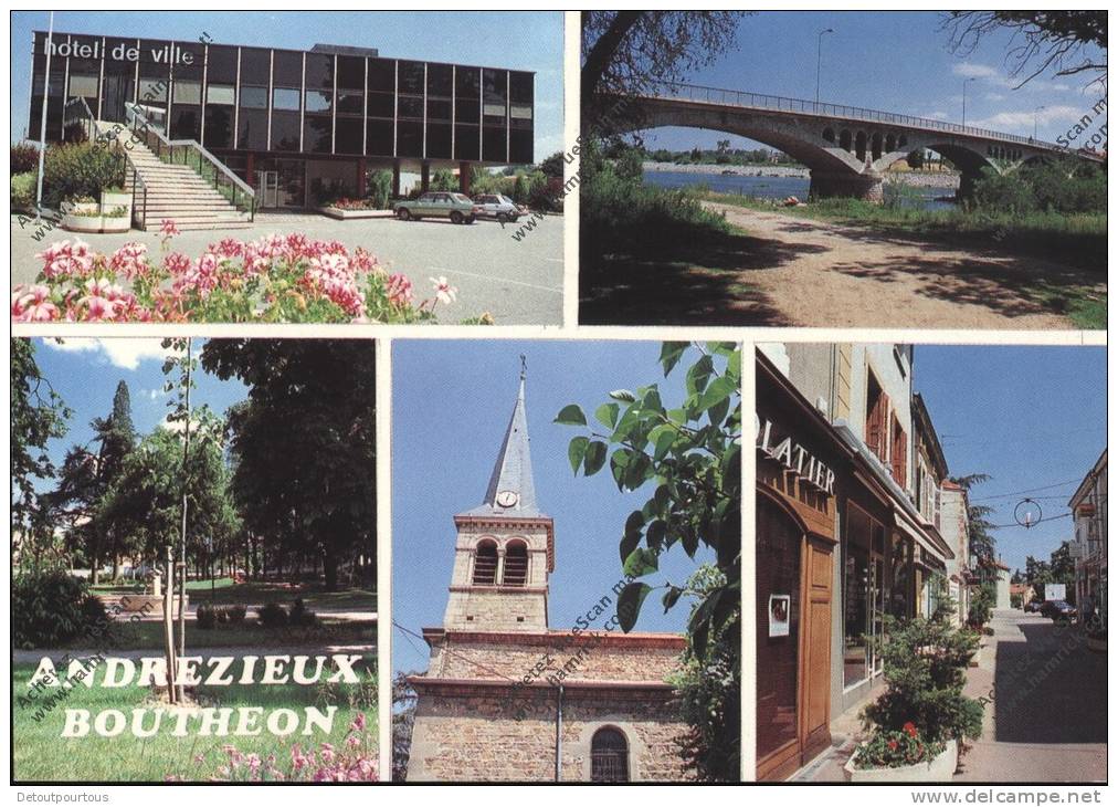 ANDREZIEUX BOUTHEON  Loire 42 : multivues  mairie pont rue commerce chocolatier église  parc