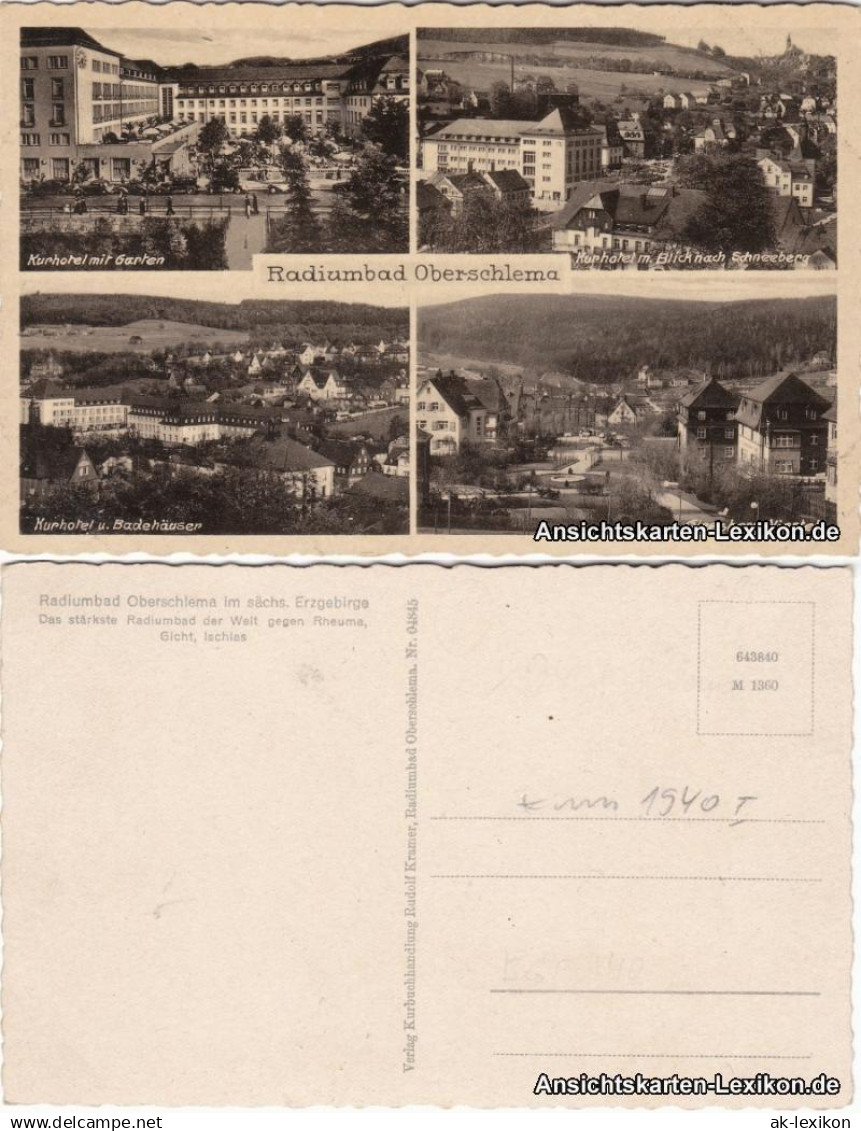 Ansichtskarte Bad Schlema 4 Bild ua Gleesberg-Viertel 1940