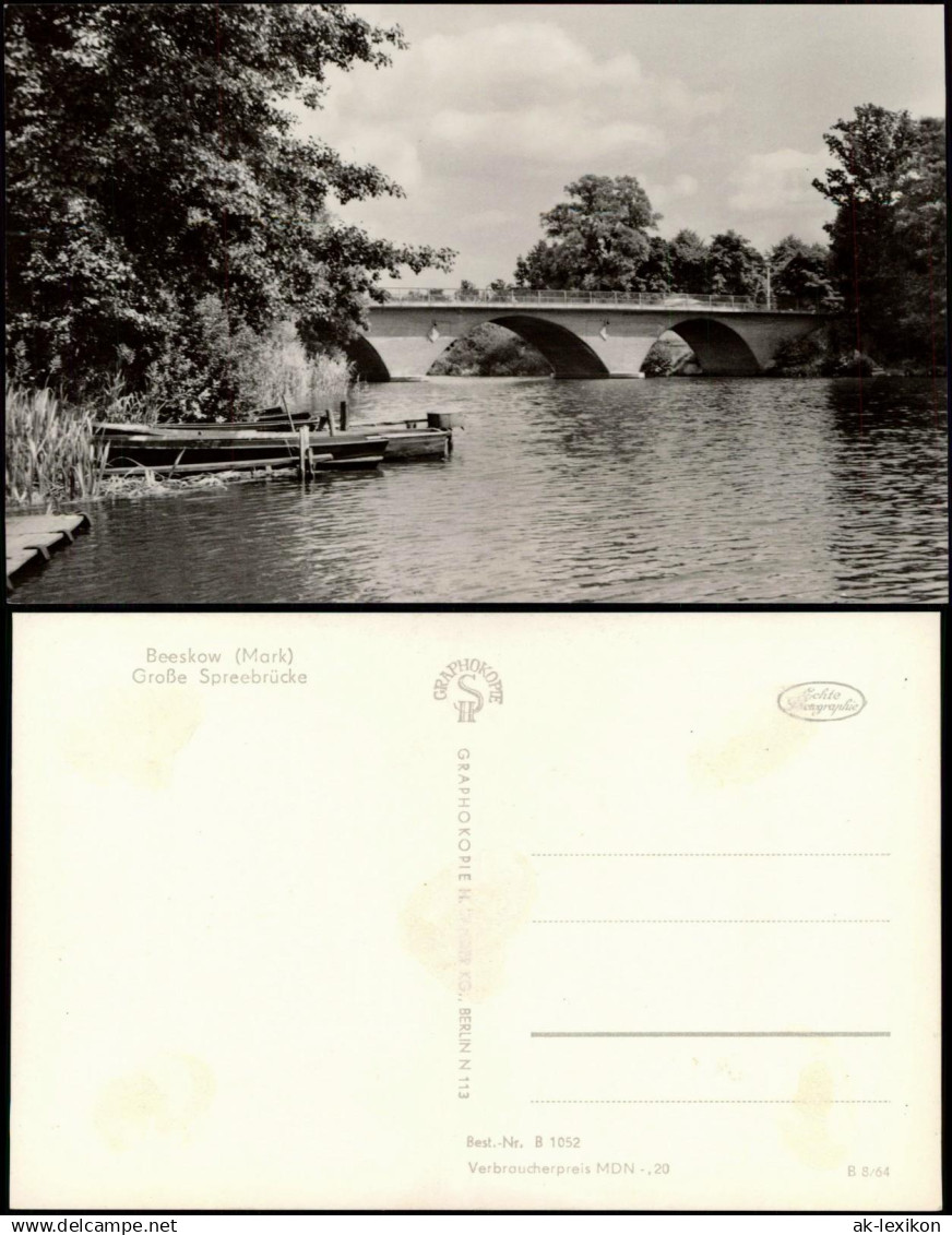 Ansichtskarte Beeskow Große Spreebrücke 1964