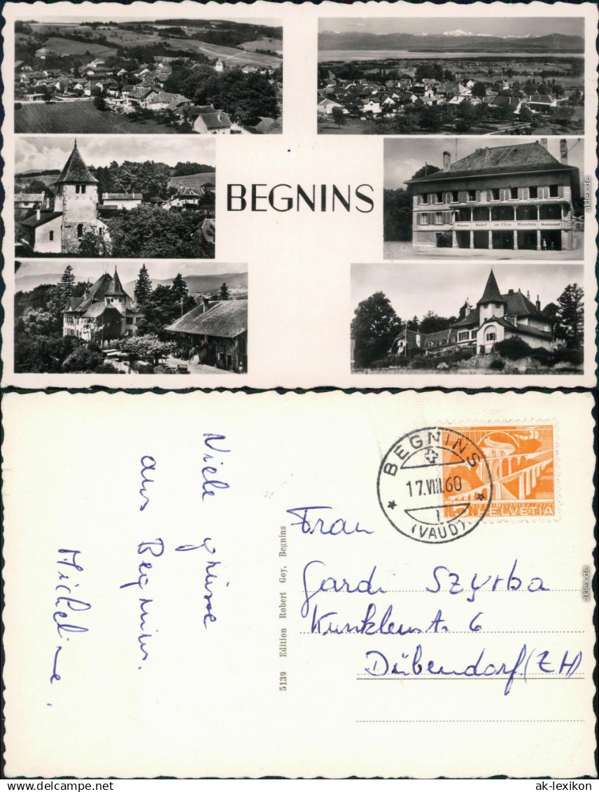 Ansichtskarte Begnins Panorama-Ansicht, Turm, Kirche, Häuser 1960