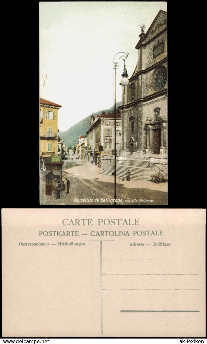 Ansichtskarte Bellinzona via alla Stazione 1912 Tessin