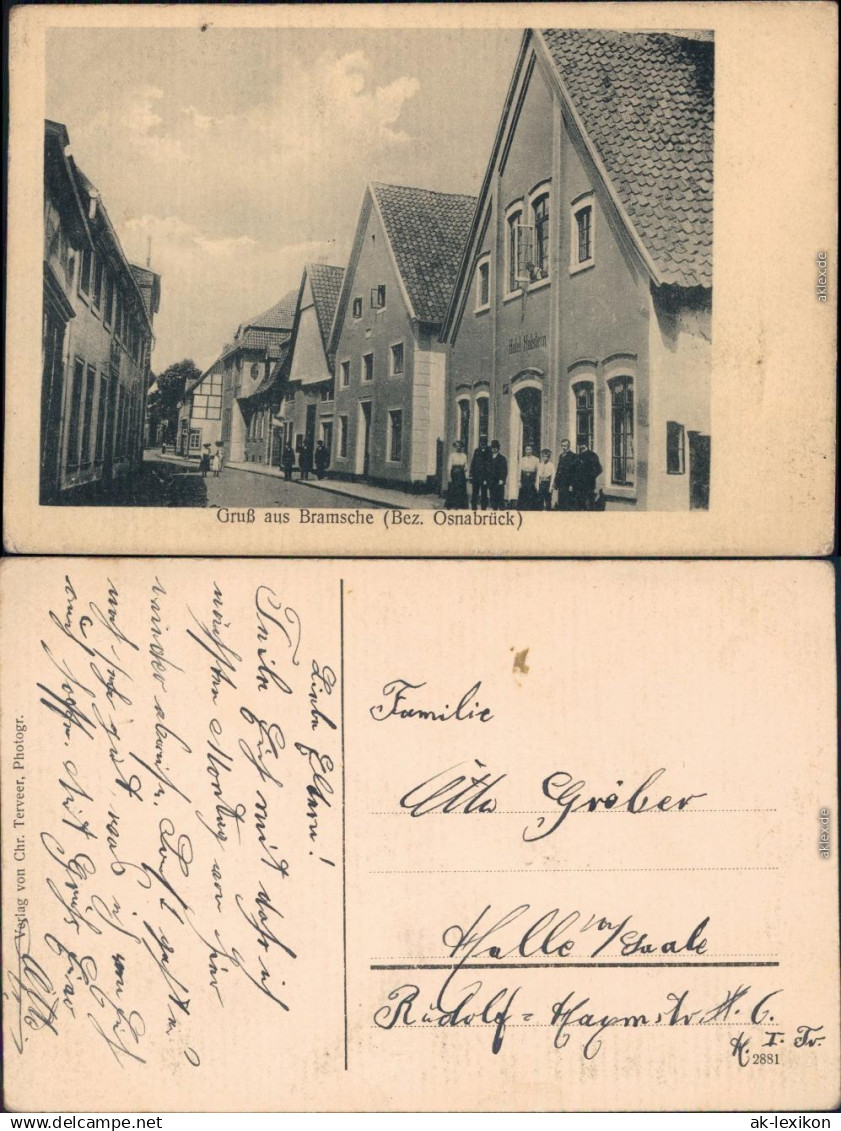 Ansichtskarte  Bramsche Straßenpartie  - Hotel Osnabrück  1914