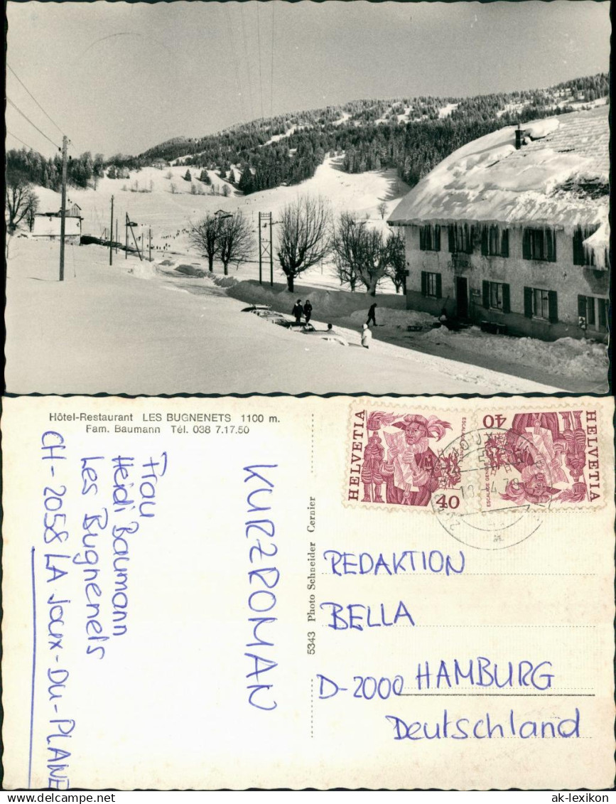 Ansichtskarte Cernier Hôtel-Restaurant LES BUGNENETS Inh. Fam. Baumann 1970