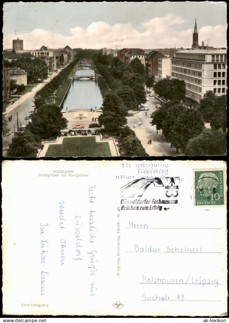 Ansichtskarte Düsseldorf Königsallee - Colorfotokarte 1956