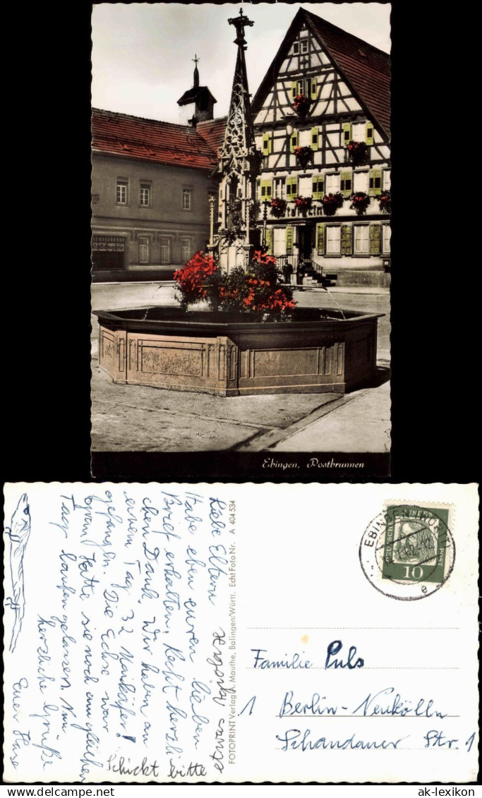 Ansichtskarte Ebingen-Albstadt Postbrunnen 1962