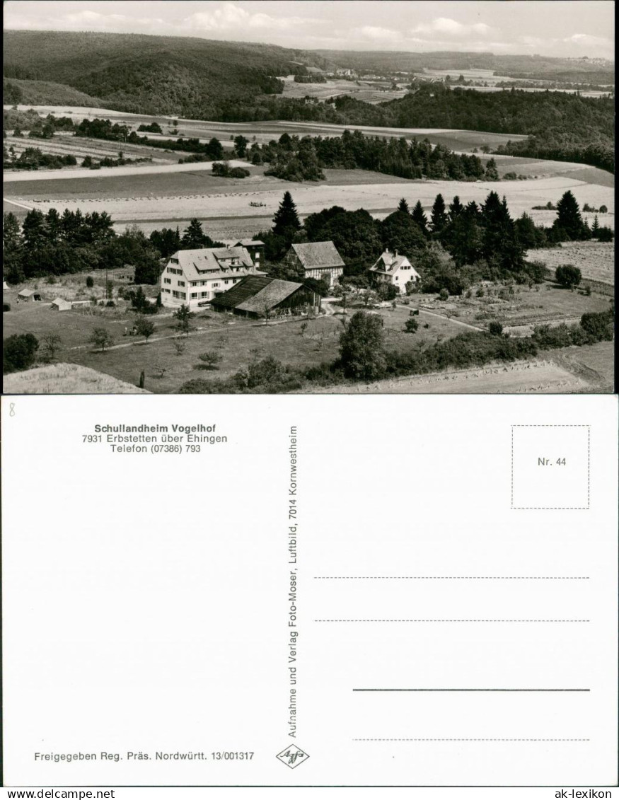 Ansichtskarte Erbstetten-Ehingen (Donau) Luftbild Schullandheim Vogelhof 1956