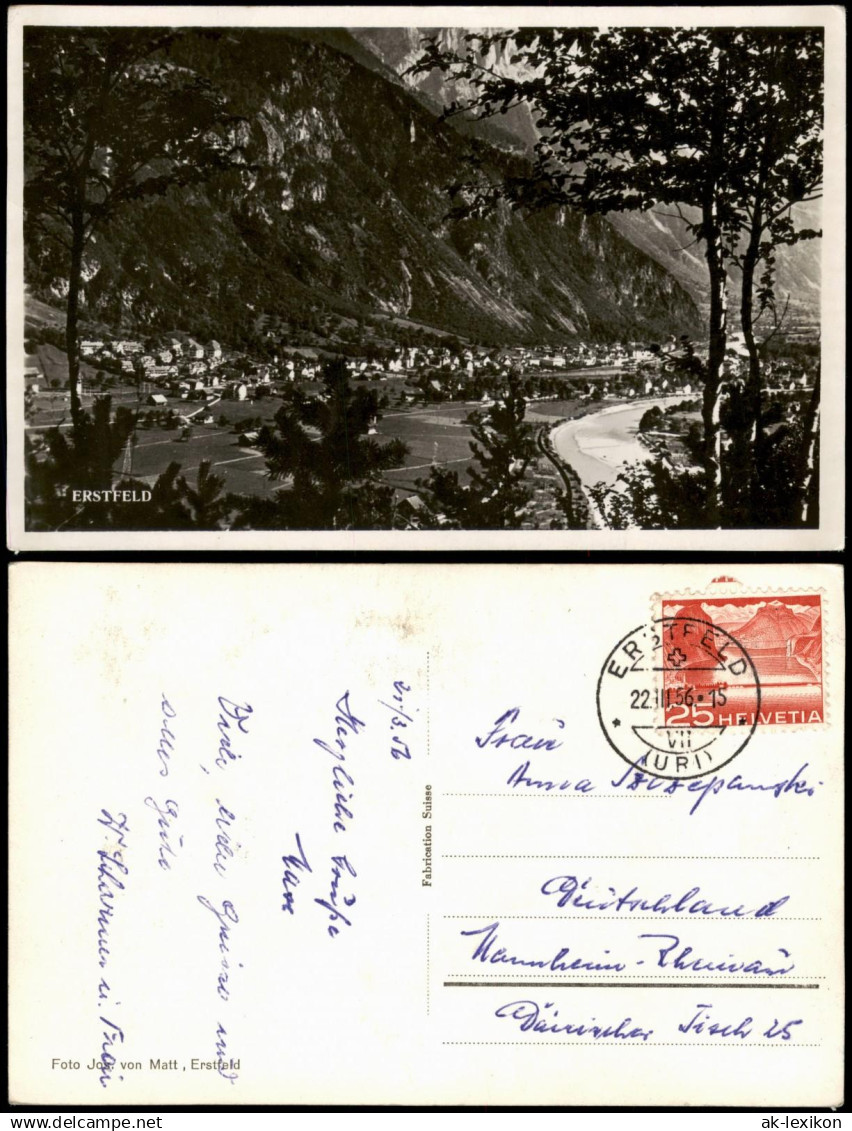 Ansichtskarte Erstfeld Panorama-Ansicht 1956   gelaufen mit Stempel ERSTFELD URI