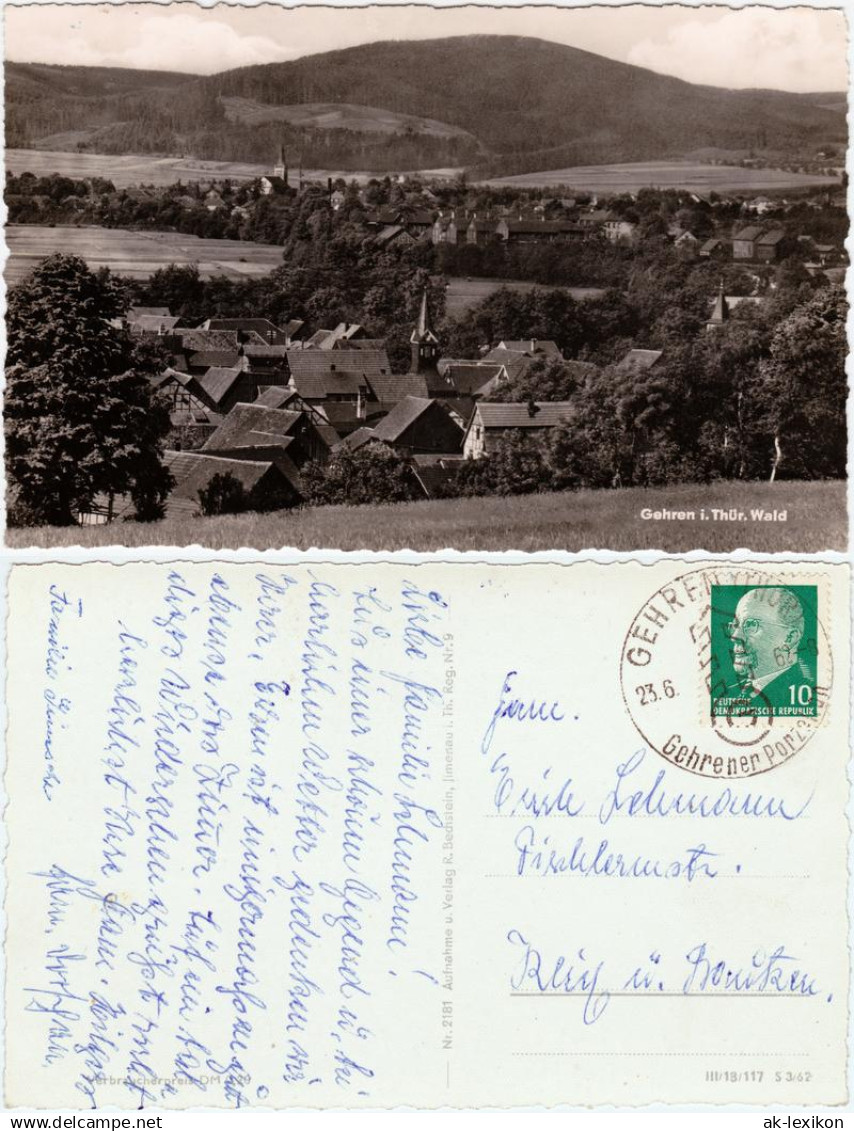 Ansichtskarte Gehren (Thüringen) Panorama 1962