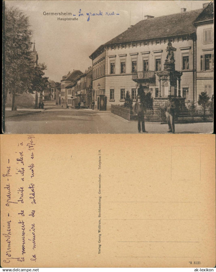 Ansichtskarte Germersheim Hauptstrasse 1922