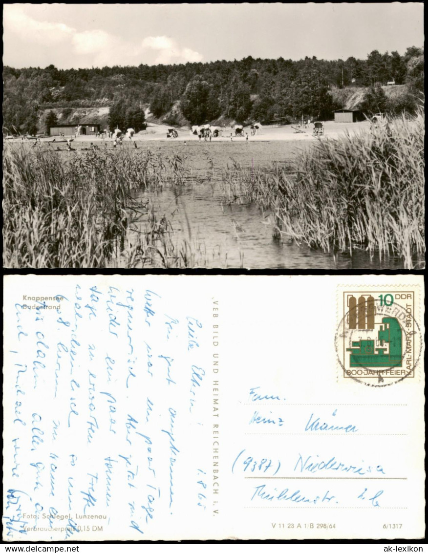 Ansichtskarte Groß Särchen-Lohsa Łaz Knappensee Badestrand 1964