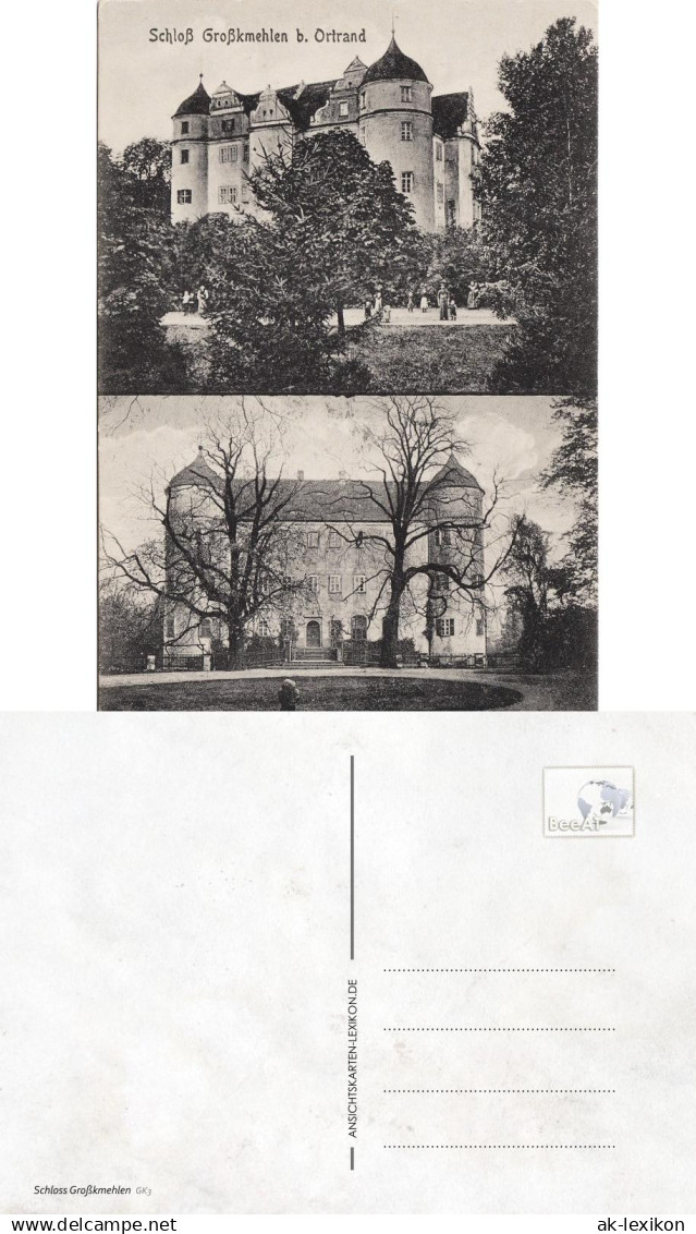 Ansichtskarte Großkmehlen-Ortrand 2 Bild Schloss mit Bäumen 1915 Neudruck 2018