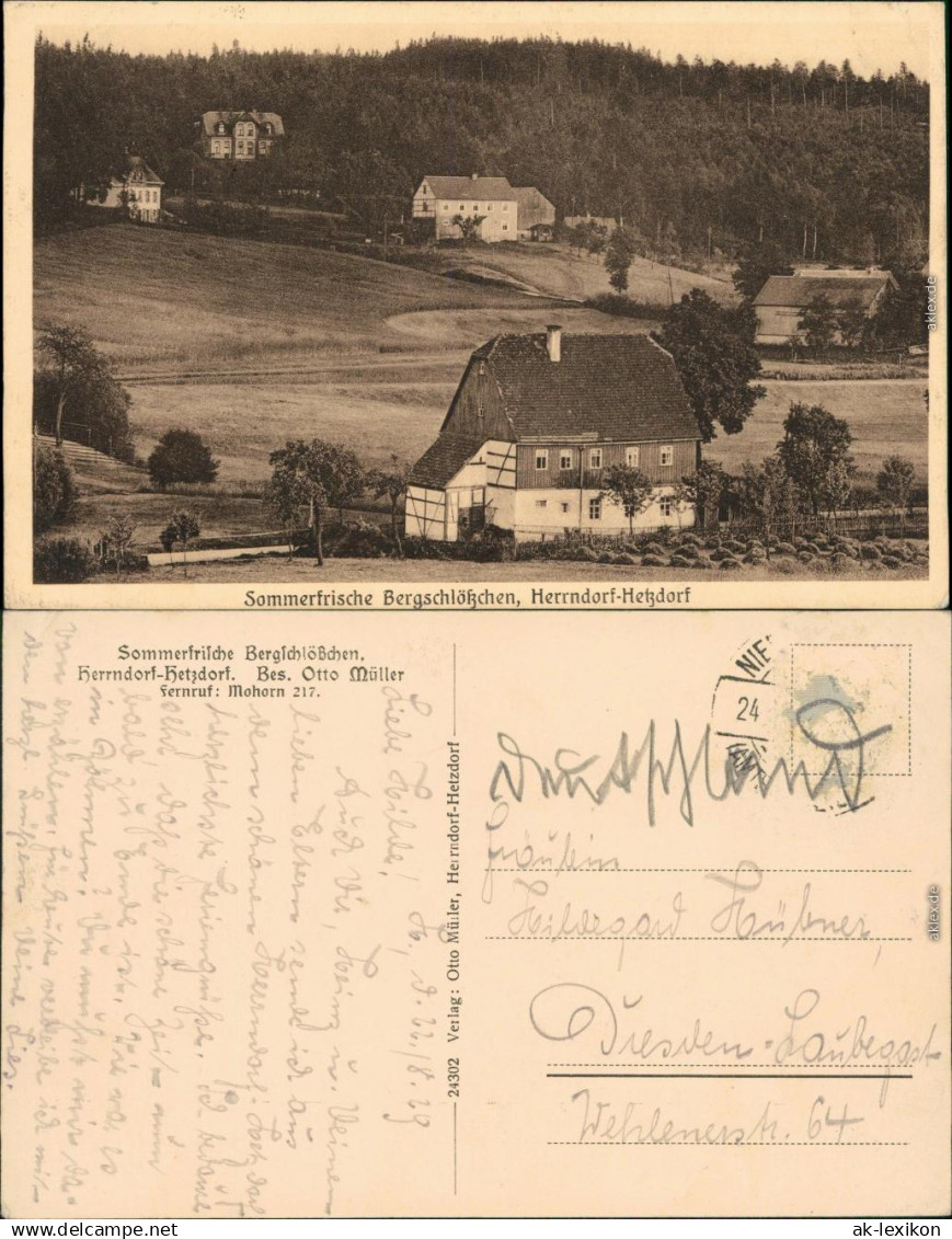 Ansichtskarte Hetzdorf-Halsbrücke Partie am Bergschlößchen Herrndorf 1923