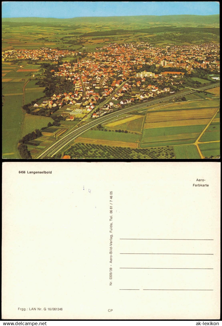 Ansichtskarte Langenselbold Luftaufnahme Gesamtansicht vom Flugzeug aus 1970