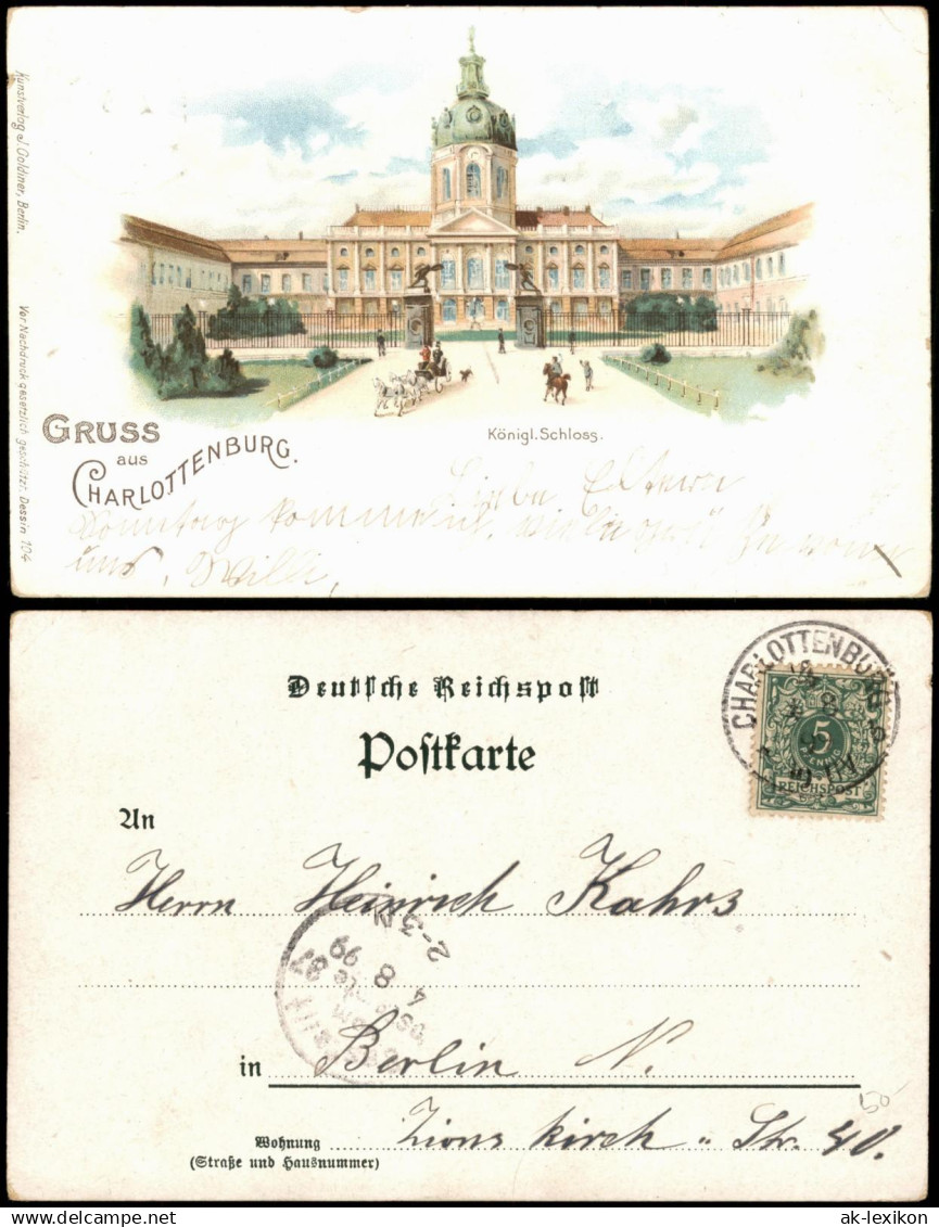 Ansichtskarte Litho AK Charlottenburg-Berlin Schloss Charlottenburg 1899