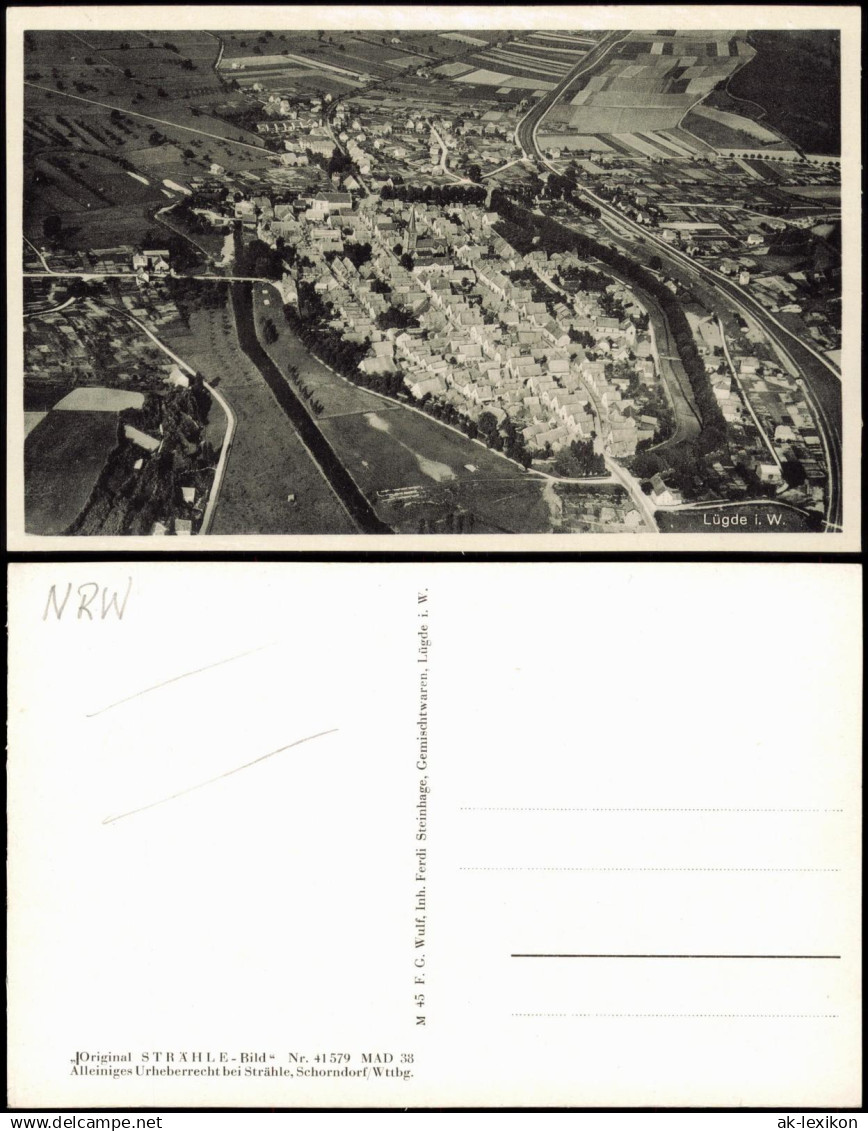 Ansichtskarte Lügde (Westfalen) Luftbild aus großer Höhe 1932