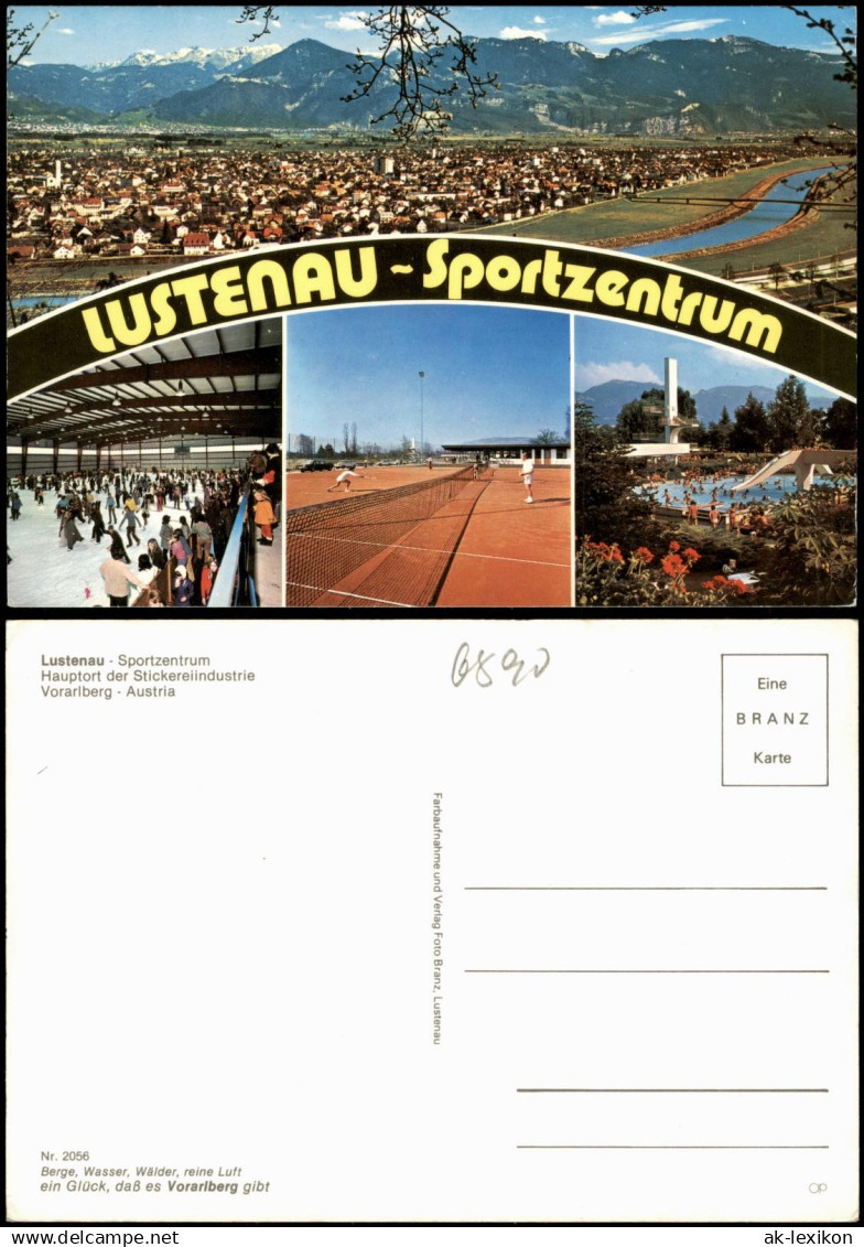 Ansichtskarte Lustenau Vorarlberg Stadt, Sportzentrum Tennis Schwimmbad 1988